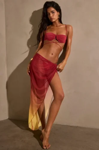 Gelato Ruched Midi Sarong i Yellow Multi
