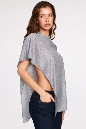 Ghalia gjennomsiktig jerseyponcho i grått