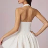 Haddie Modal Broderie Anglaise halterneck minikjole i hvitt