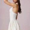 Haddie Modal Broderie Anglaise halterneck minikjole i hvitt