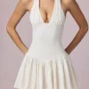 Haddie Modal Broderie Anglaise halterneck minikjole i hvitt