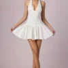 Haddie Modal Broderie Anglaise halterneck minikjole i hvitt