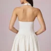 Haddie Modal Broderie Anglaise halterneck minikjole i hvitt