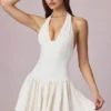 Haddie Modal Broderie Anglaise halterneck minikjole i hvitt