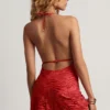 Halia Devoré Cowl A-Line minikjole i Chilli Red