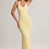 Hallie Modal halterneck-maxikjoler i Lemon Sherbet