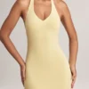 Hallie Modal halterneck-maxikjoler i Lemon Sherbet
