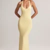 Hallie Modal halterneck-maxikjoler i Lemon Sherbet