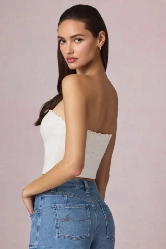 Hania Modal Broderie Anglaise Camisole-top i hvitt