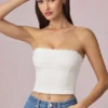 Hania Modal Broderie Anglaise Camisole-top i hvitt