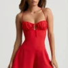 Helaia Ruched Backless Playsuit i skarlagenrød