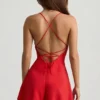 Helaia Ruched Backless Playsuit i skarlagenrød
