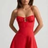 Helaia Ruched Backless Playsuit i skarlagenrød