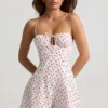Helaia rynket ryggløs playsuit i kirsebærprint