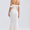 Hemera off-shoulder kjole med volanger i elfenben