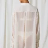 Hiva oversized skjorte med perledetaljer i perlehvit
