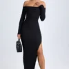 Honora Modal off-shoulder maxi-kjole med åpen rygg i svart