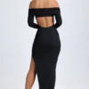 Honora Modal off-shoulder maxi-kjole med åpen rygg i svart