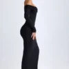 Honora Modal off-shoulder maxi-kjole med åpen rygg i svart