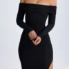 Honora Modal off-shoulder maxi-kjole med åpen rygg i svart
