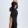 Honora Modal off-shoulder maxi-kjole med åpen rygg i svart