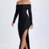 Honora Modal off-shoulder maxi-kjole med åpen rygg i svart