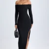 Honora Modal off-shoulder maxi-kjole med åpen rygg i svart