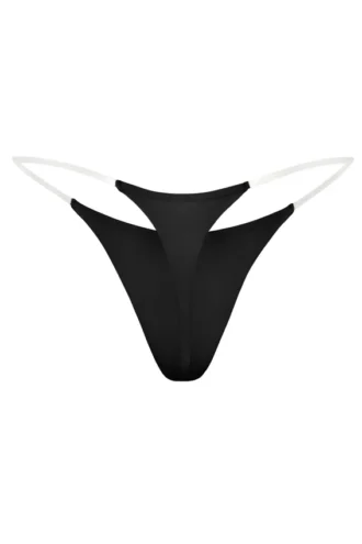 Intimates sømløs strikket tanga med gjennomsiktig stropp i svart