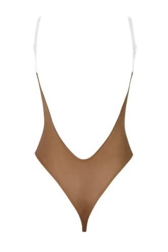 Intimates Soft Mesh Invisible Strap Thong Bodyer i Almond