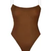 Intimates Soft Mesh Invisible Strap Thong Bodyer i Chestnut