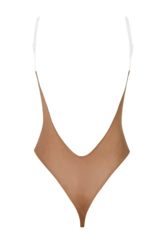 Intimates Soft Mesh usynlig stropp-stringbody i honning