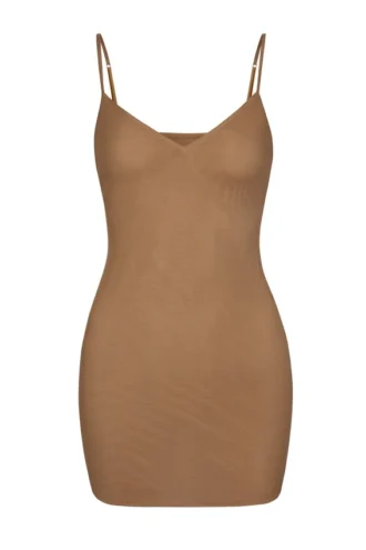 Intimates Soft Mesh V-hals mini-slipkjole i mandel