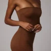 Intimates Soft Sheer-Mesh Bandeau Mini Slip Kjole i Mocha