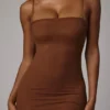 Intimates Soft Sheer-Mesh Bandeau Mini Slip Kjole i Mocha