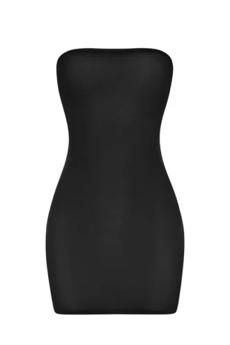 Intimates Soft Sheer-Mesh Bandeau Mini Slip Kjole i svart