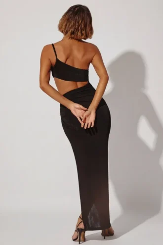Ishtar One Shoulder Cut Out Maxi Kjole i svart