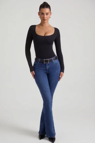 Jacey høytaljede flared-jeans i indigo-vask
