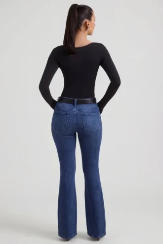 Jacey høytaljede flared-jeans i indigo-vask