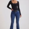 Jacey høytaljede flared-jeans i indigo-vask