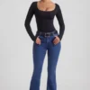 Jacey høytaljede flared-jeans i indigo-vask