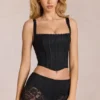 Jemara Lace Soft-Scoop justerbar korsett-top i svart