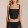 Jemara Lace Soft-Scoop justerbar korsett-top i svart