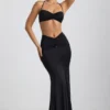 Jerika Slinky Jersey-bralette med metallbeslag og halterneck i svart