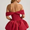 Jessamy Off-Shoulder Layered Bubble Hem Corset Minikjole i True Red