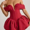Jessamy Off-Shoulder Layered Bubble Hem Corset Minikjole i True Red