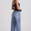 Jeylan lavt sittende jeans med vide ben i vintagevask