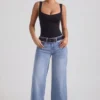 Jeylan lavt sittende jeans med vide ben i vintagevask