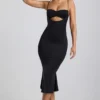 Julane Slinky Jersey Ruched Cut-Out Midaxi-kjole i svart