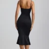Julane Slinky Jersey Ruched Cut-Out Midaxi-kjole i svart