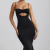 Julane Slinky Jersey Ruched Cut-Out Midaxi-kjole i svart